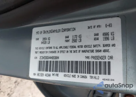 2004 Chrysler 300M from USA, damaged, VIN 2C3HE66G44H693804